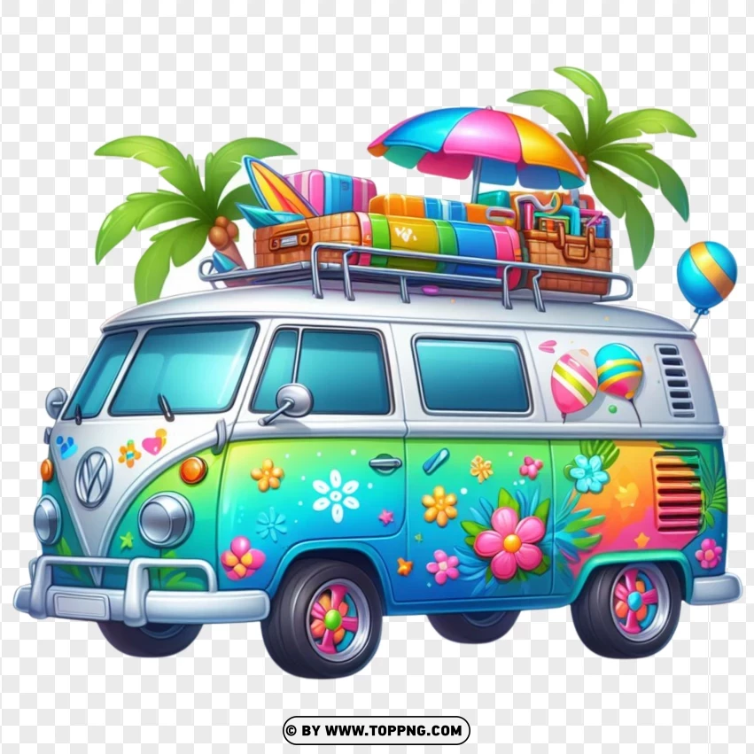 Summer Van ,Summer vacation,Summer Vibes,vector, summer, beach, illustration