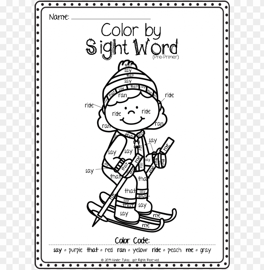 coloring, educational activity, sight words, preschool learning, winter theme, children's art, interactive learning