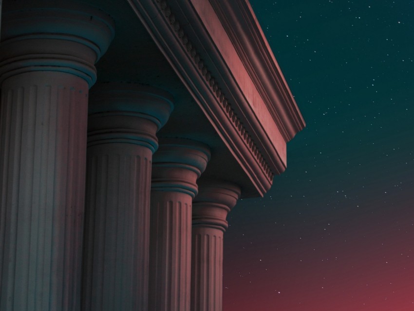 Columns Architecture Antique Dark Night Background