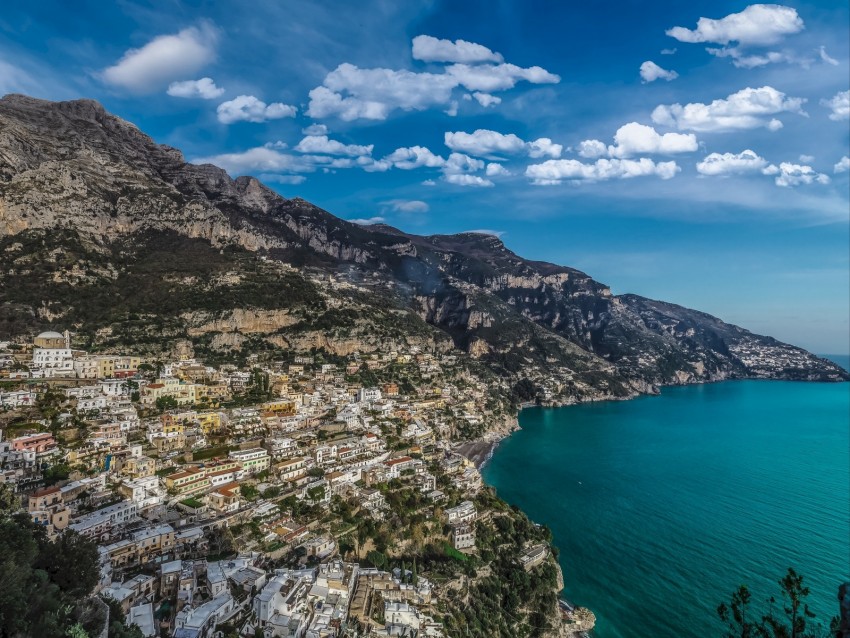 Commune Coast City Bay Buildings Architecture Positano Italy Background