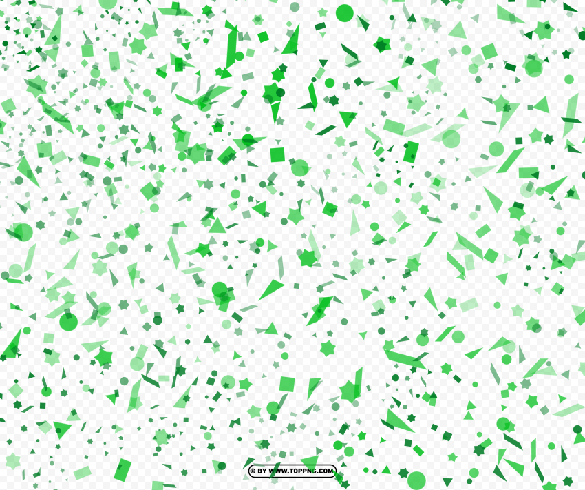 Confetti Geometric Forms Green Color PNG Transparent Background