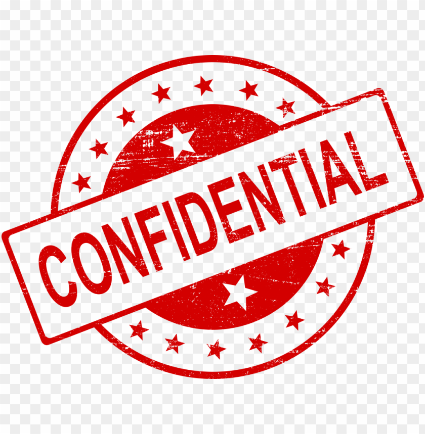 Red confidential stamp with stars and bold text PNG