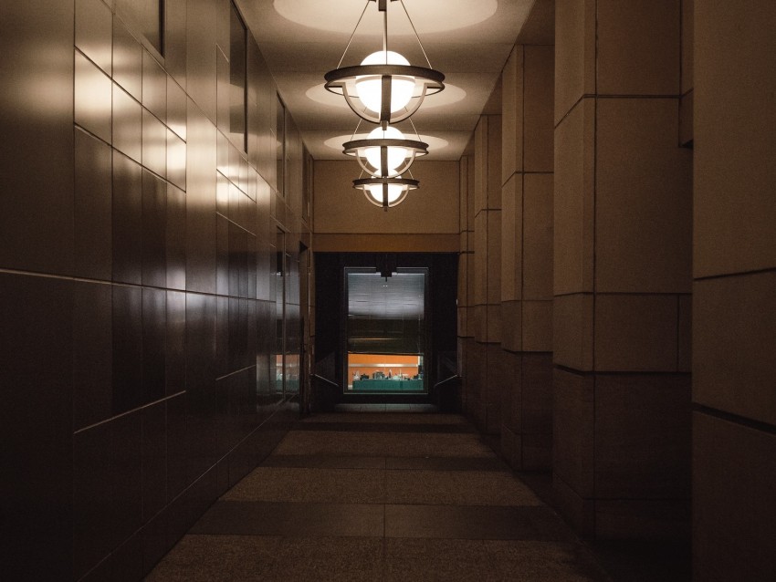 Corridor Interior Chandeliers Light Design Background