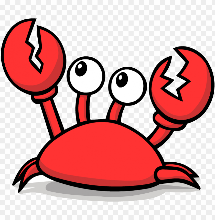 Cute cartoon crab with large claws and big eyes on a white background PNG