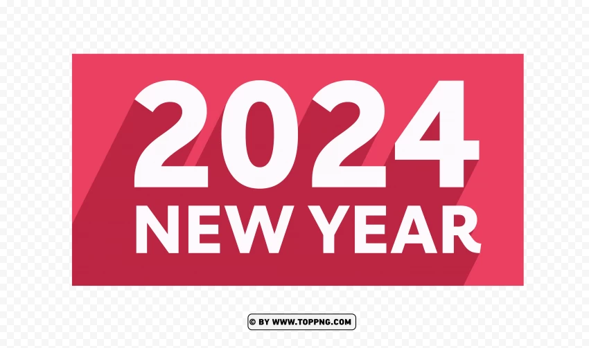 Creative 2024 Red Flat Banner Image PNG Transparent Background