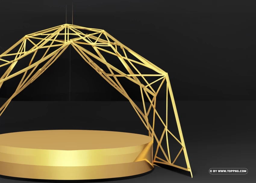 Creative Black Gold Color Banner With Polygon PNG Transparent Background