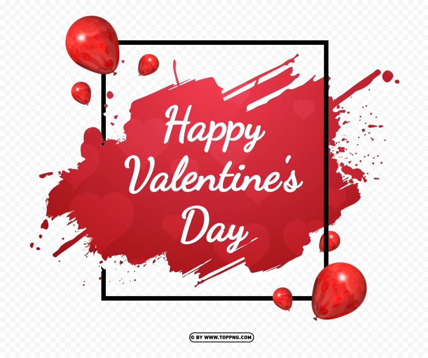 Creative Card Happy Valentines Day Frame With Balloon PNG Transparent Background