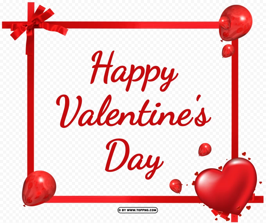 Creative Happy Valentines Day Frame With Ribbons PNG Transparent Background