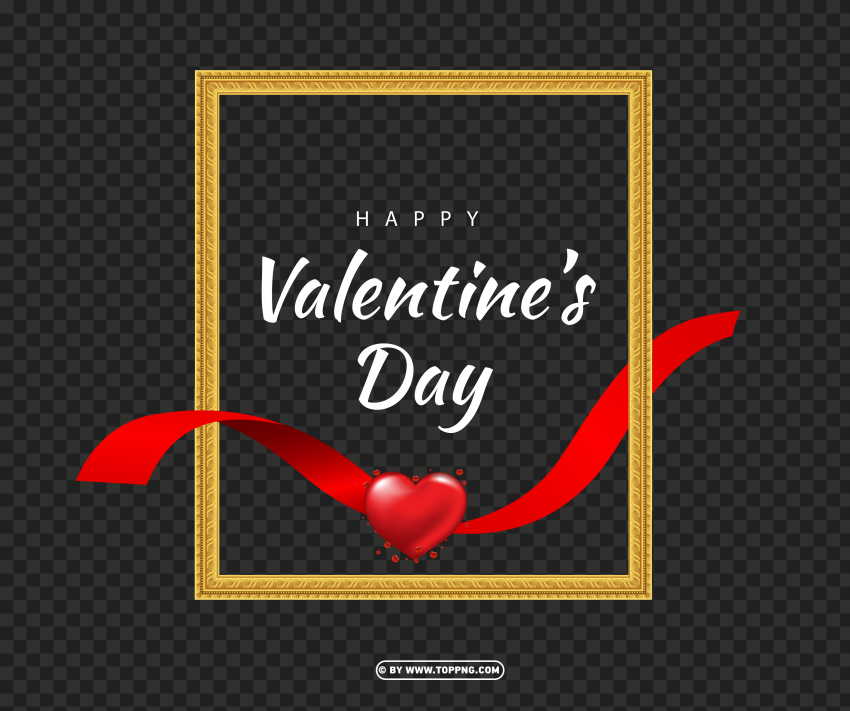 Creative Happy Valentines Day Frame With Ribbons PNG Transparent Background