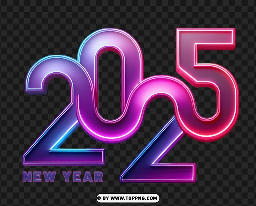 Creative Neon Purple And Pink 2025 New Year Design PNG Background