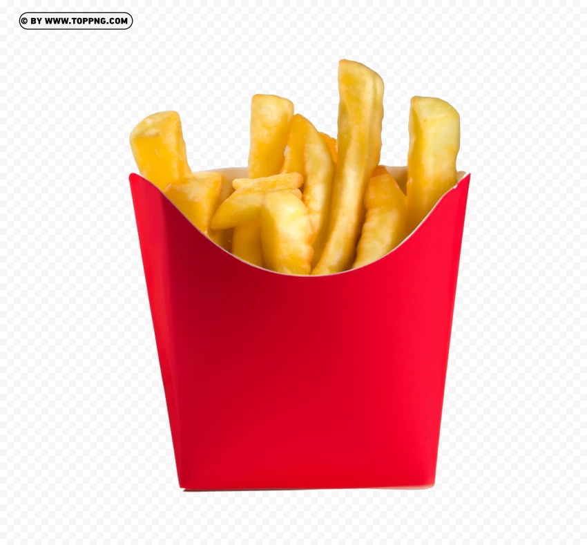 Crispy Fries In Hd Red Kraft Box With PNG Transparent Background