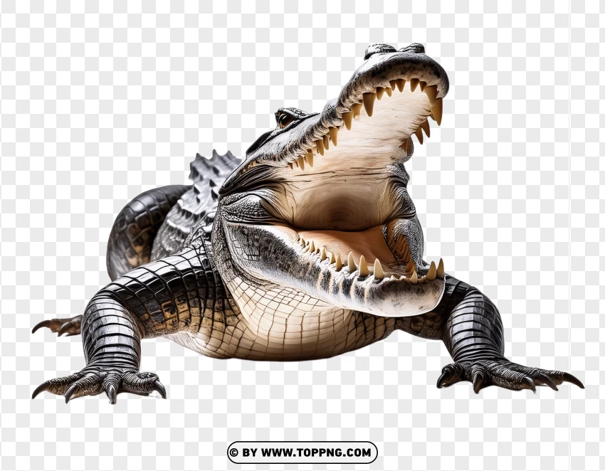 Crocodile Opening Mouth Aggressively PNG Transparent Background