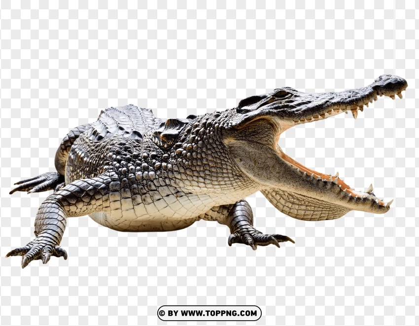 Crocodile With Open Mouth In Side View PNG Transparent Background