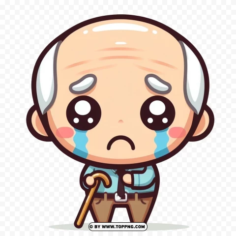 Kawaii Old Man,sad senior, sadness face,Kawaii,  aged,  person,character