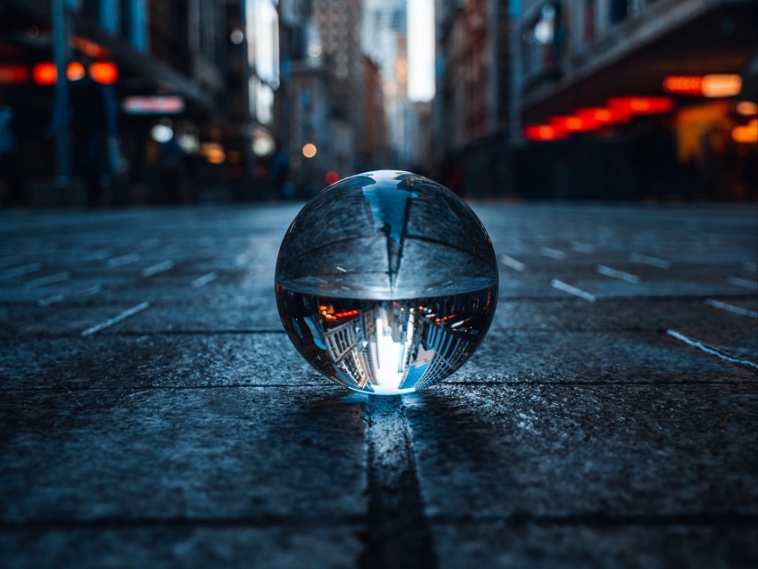 Crystal Ball Ball Sphere Reflection City Background