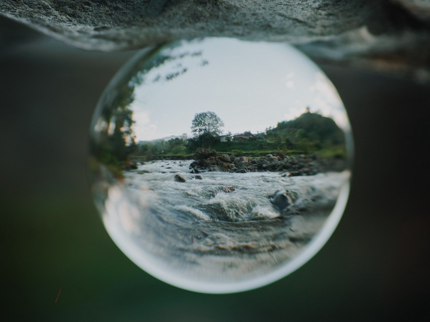 Crystal Ball Ball Sphere Reflection River Background