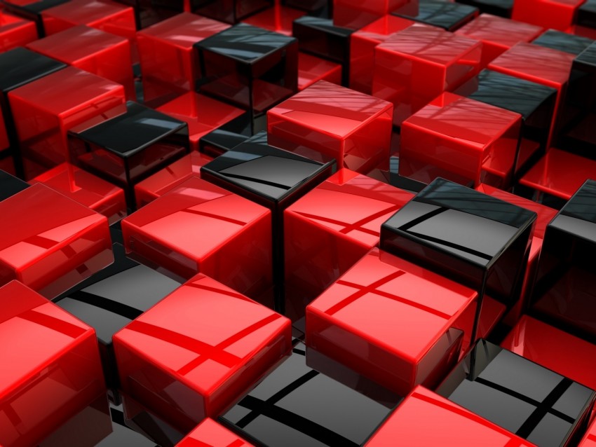 Cubes Red Black Area Background