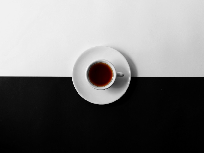 cup, black, white, minimalism