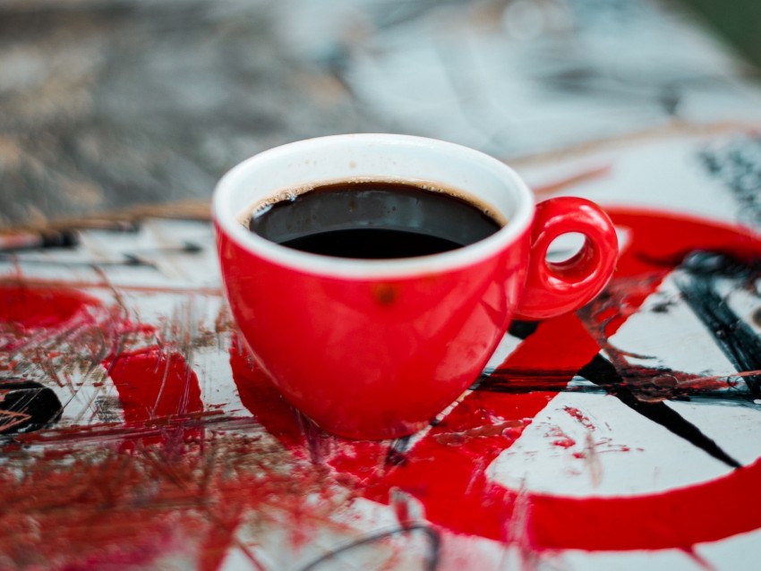 cup, coffee, red, drink