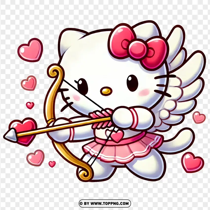 Cupid Hello Kitty With Bow And Arrow PNG Transparent Background