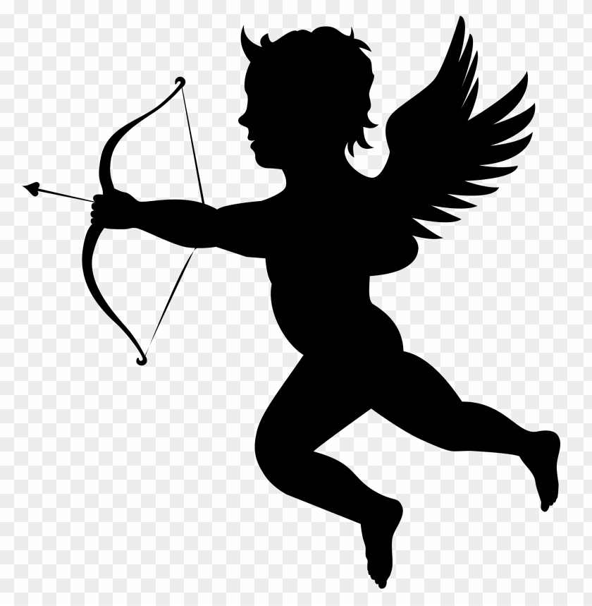 Cupid Silhouette PNG Transparent Background