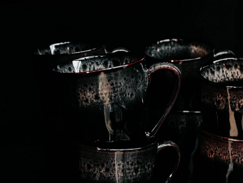 Cups Dark Dishes Darkness Background