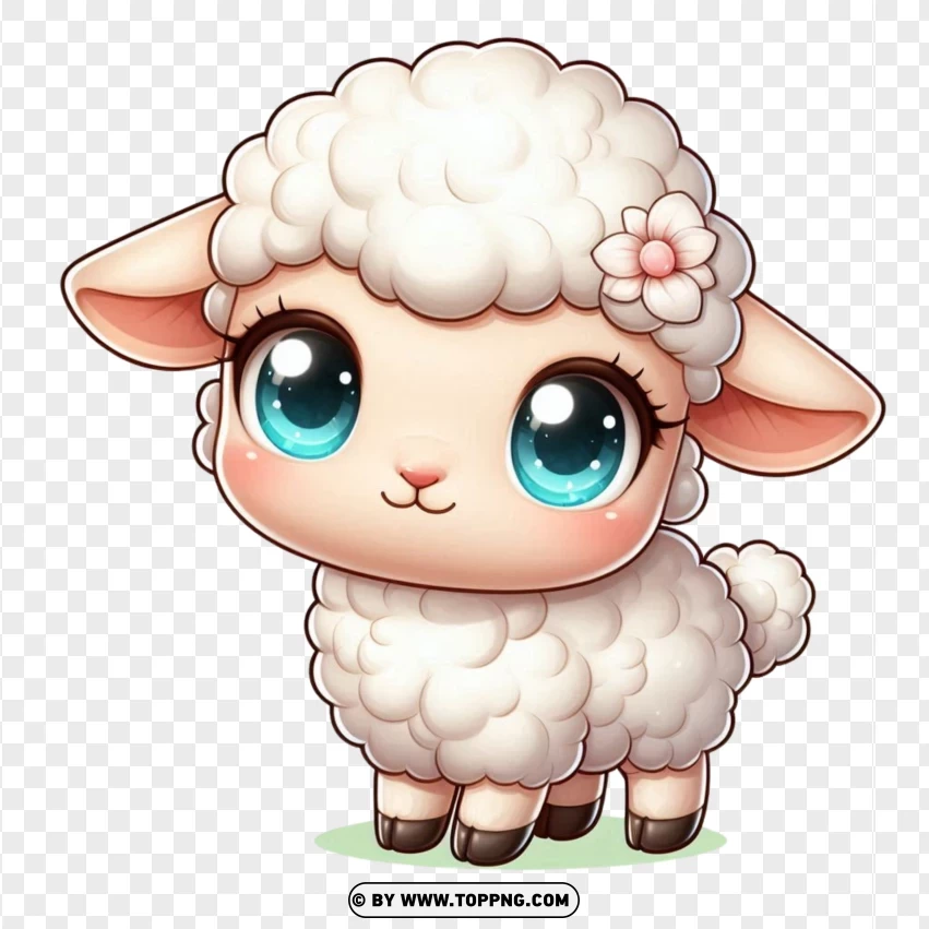 Cute Baby Sheep Lamb Cartoon Character Clipart PNG Transparent Background