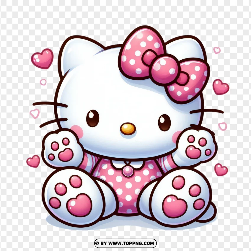 Cute Hello Kitty Image With Pink Polka Dots PNG Transparent Background