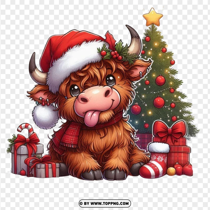 Highland Cow, Funny Animal,christmas,Silly , A Whimsical , Playful , Joyful 