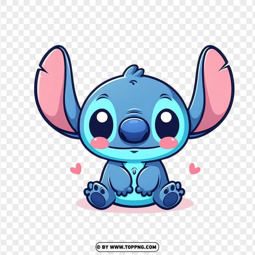 Cute Stitch With Blushing Cheeks PNG Transparent Background