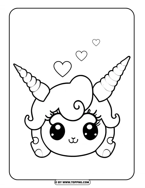 Cute Unicorn Head Coloring Page For Toddlers PNG Transparent Background