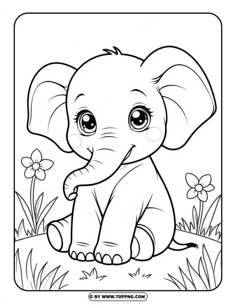 Cute Wild Animals Drawing - Kawaii Elephant PNG Transparent Background