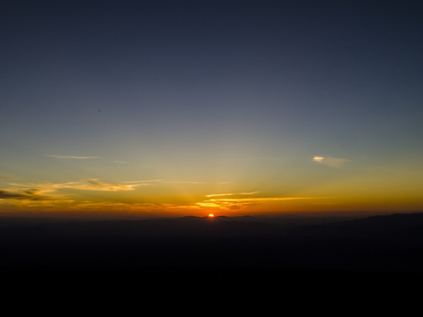 dawn, horizon, mountains, sun, sky, dark, sunrise