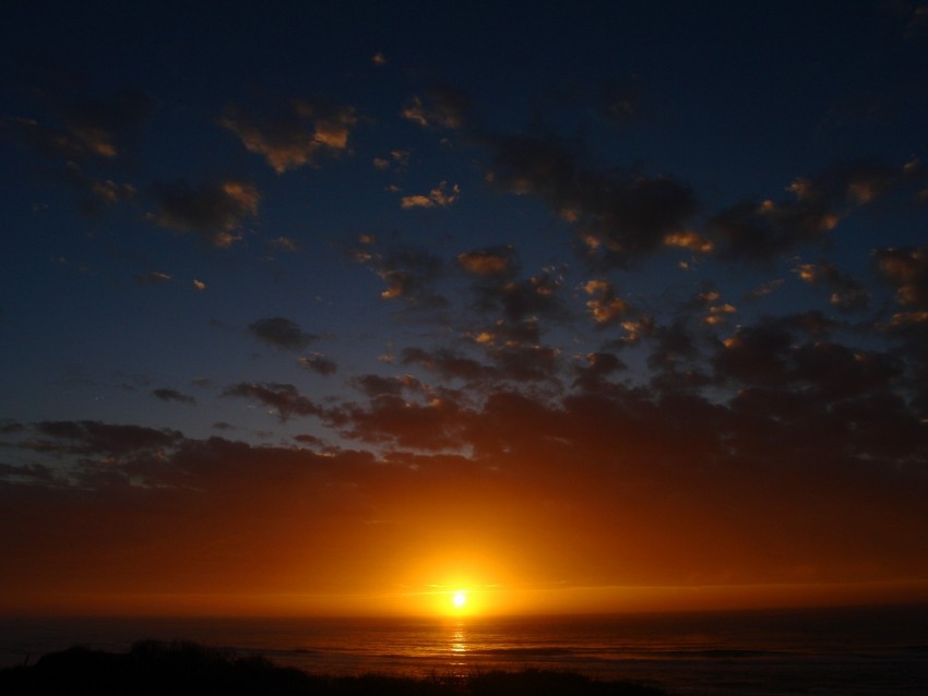 Dawn Horizon Sea Sky Clouds Background