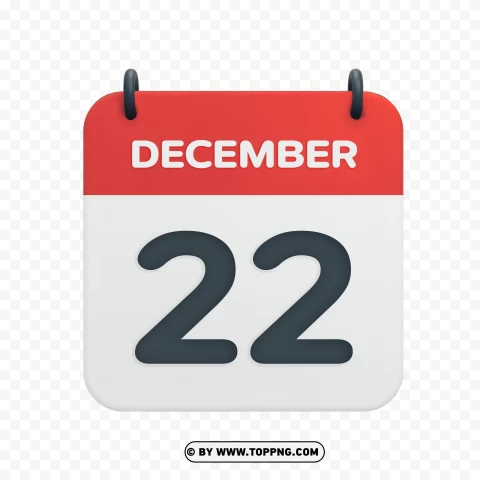 December 22nd Calendar Date Icon Vector Illustration PNG Transparent Background