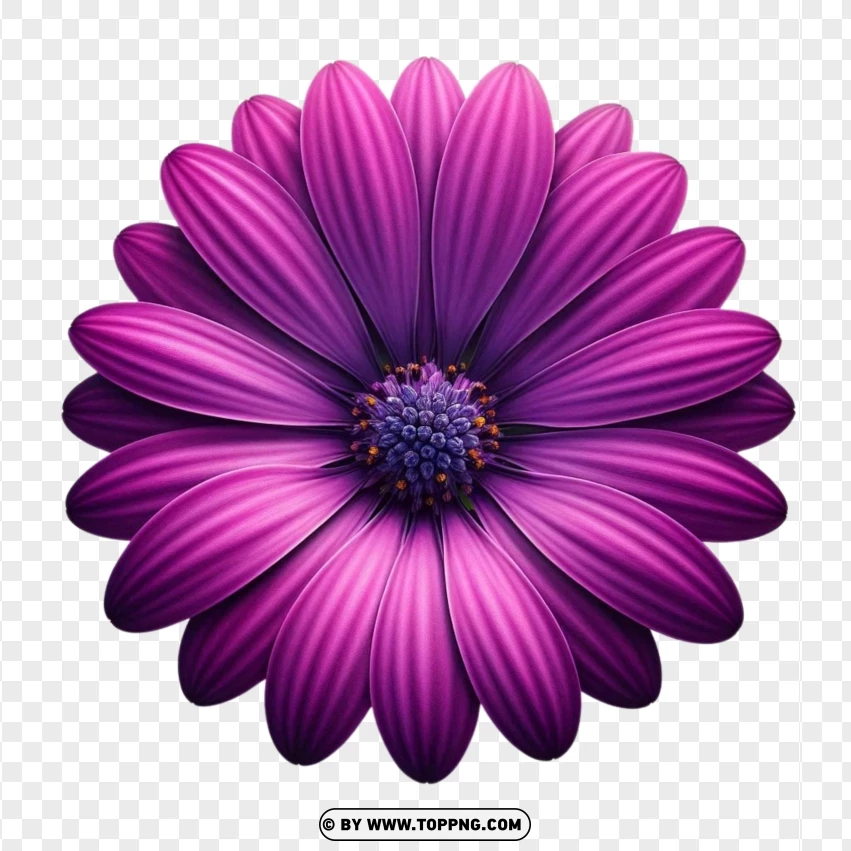 Deep Purple Daisy Flower Plant On Top View PNG Transparent Background