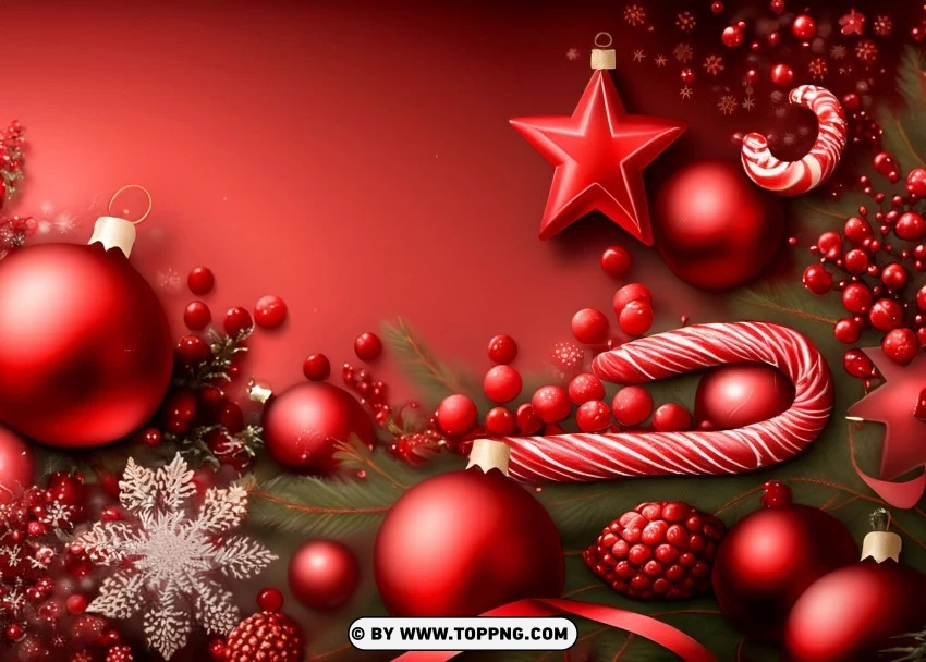 Deep Red Christmas Banner PNG Transparent Background