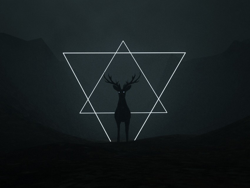 deer, triangles, dark, art, black