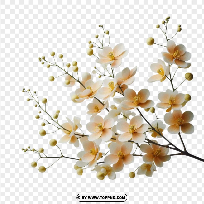 Delicate Cassia Fistula Flowering Branch PNG Transparent Background