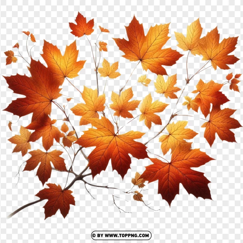 Delicate Fall Leaf Spread PNG Transparent Background