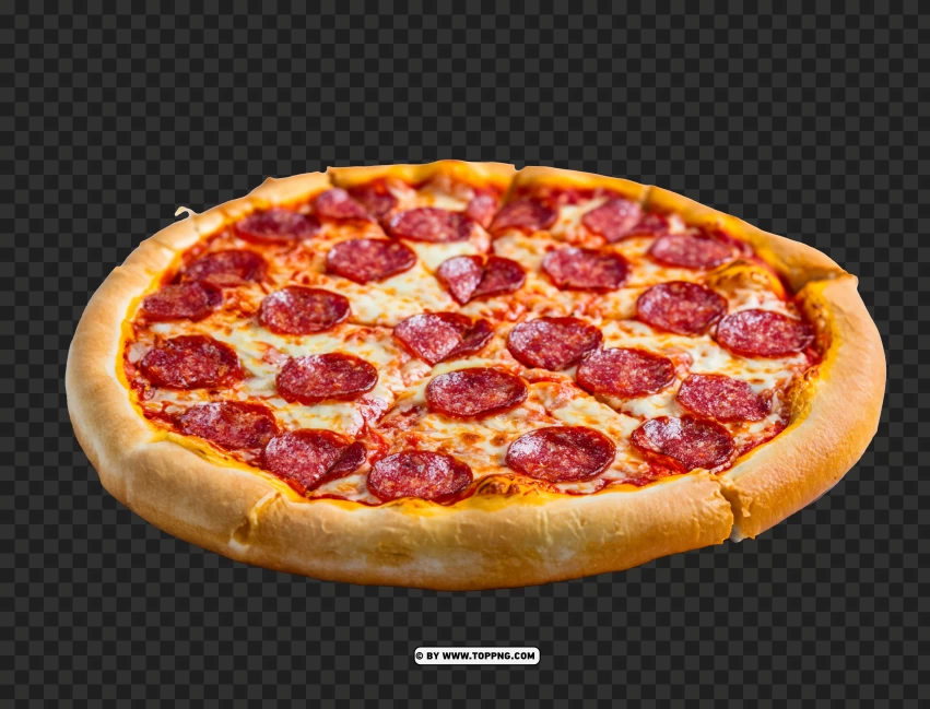 Delicious Pepperoni Pizza With Italian Garlic Bread Hd PNG Transparent Background