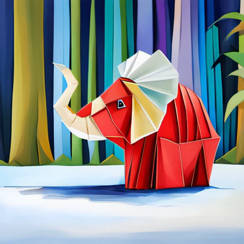 Adorable baby elephant, Colorful cloak, Vibrant colors,Low poly art, Whimsical design, Joyful illustration,Elephant head