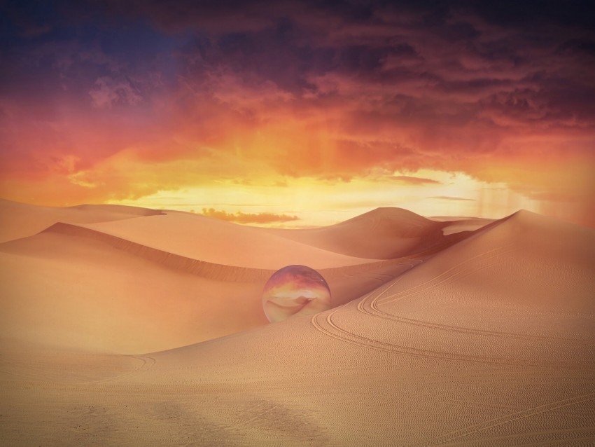 Desert Dunes Crystal Ball Sand Clouds Background