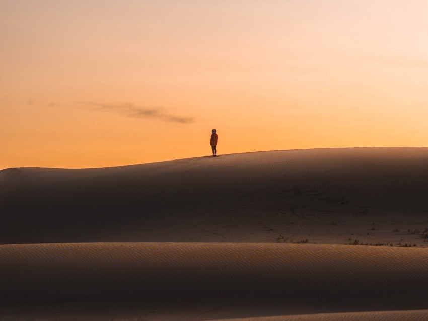 desert, sunset, silhouette, hills, sand