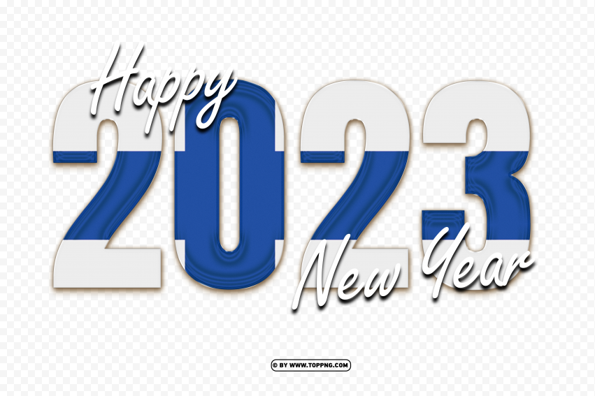 Design Happy 2023 New Year With Flag Finland PNG Transparent Background