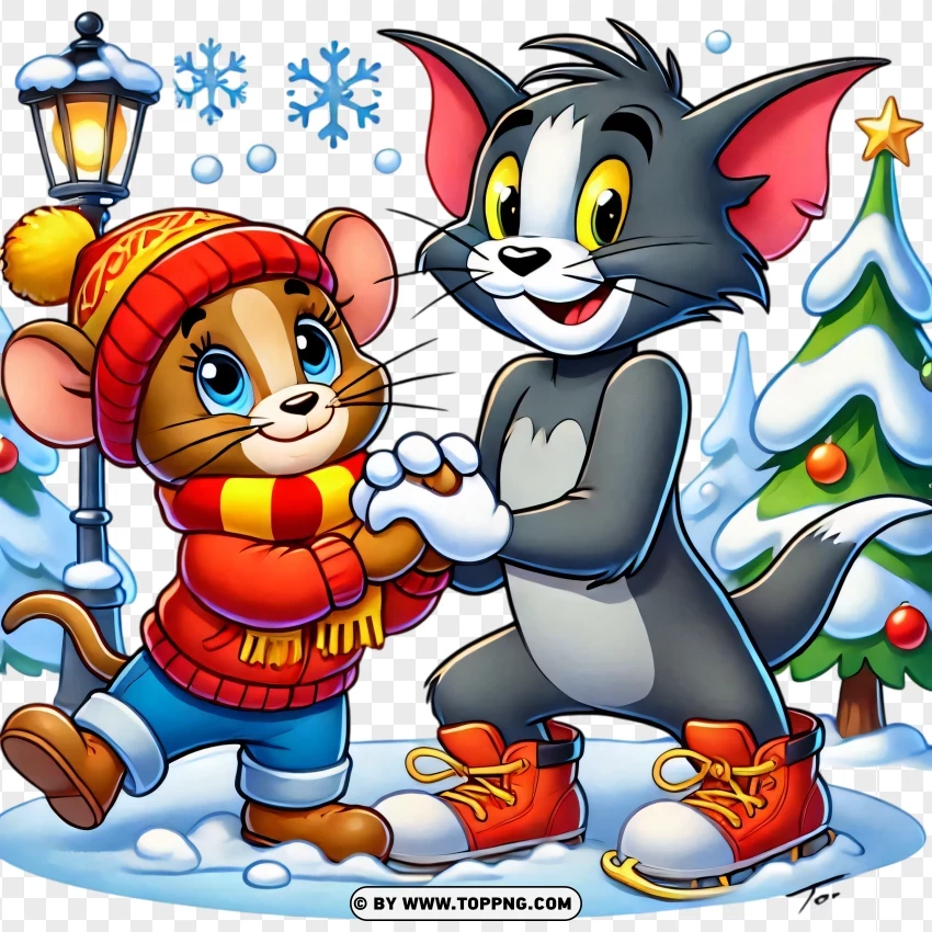 Tom And Jerry Winter Walk PNG Transparent Background