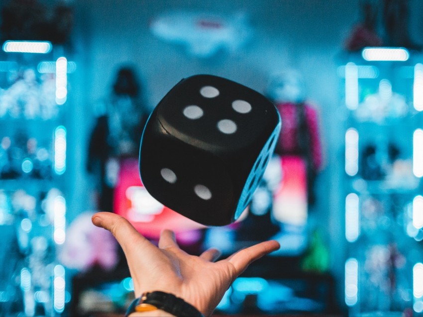 dice, cube, toss, hand, levitate