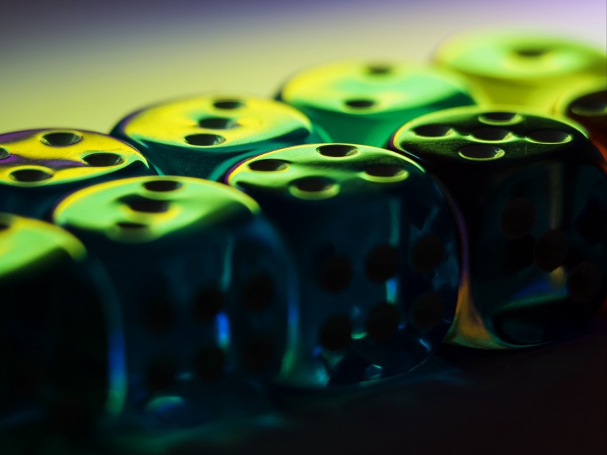 Dice Cubes Surface Glare Green Dark Background