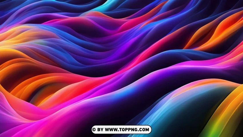 Digital Artwork Of Colorful Abstract Flowing Waves 4k Wallpaper PNG Transparent Background