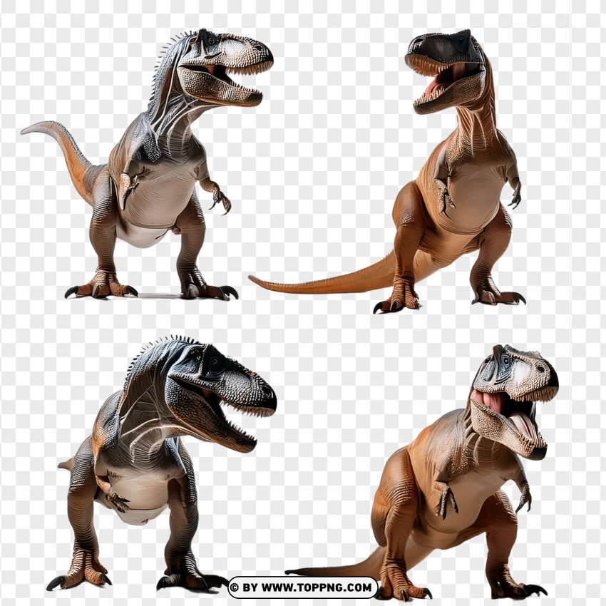 Set Of Dinosaurs In Interactive Wildlife Stances PNG Transparent Background